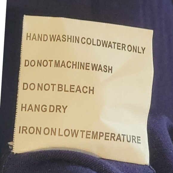 Solitaire Navy Blue Long Sleeve Embroidered Tunic Top XL Rayon Button Roll-Up Sl - Picture 16 of 16